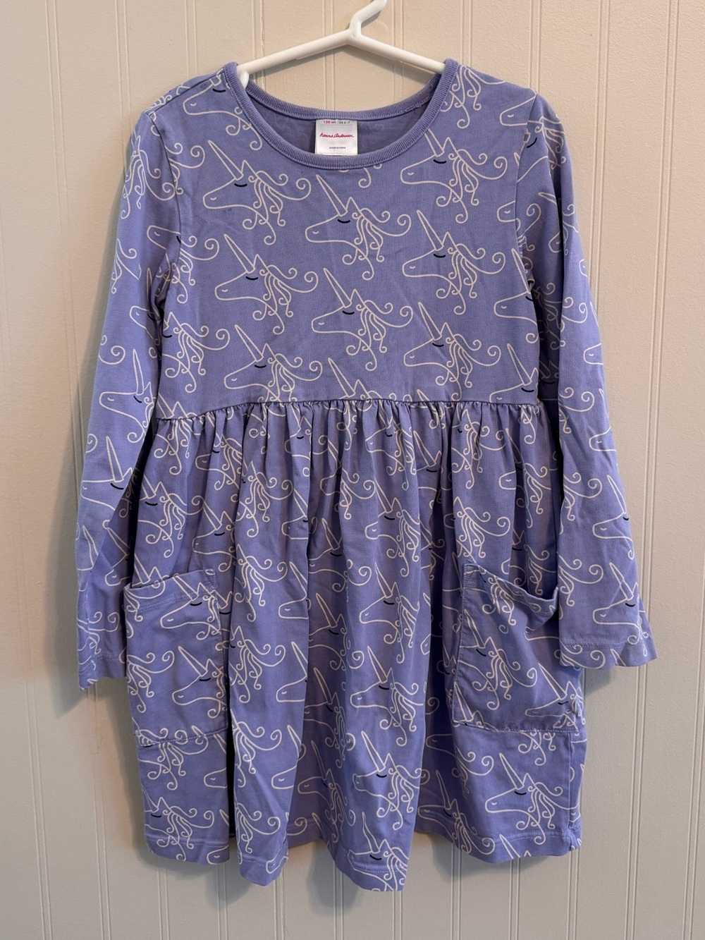 Hanna Andersson Lavender Unicorn Print Long Sleeve Dress